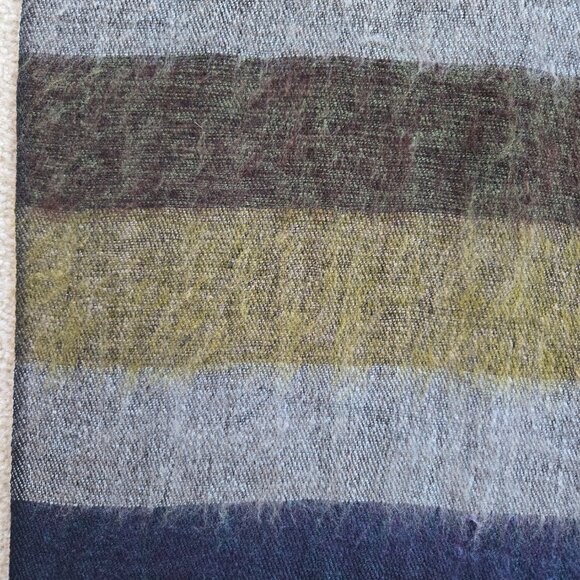 Like New Striped Colorblock Alpaca Scarf Blue Green - Picture 6 of 6